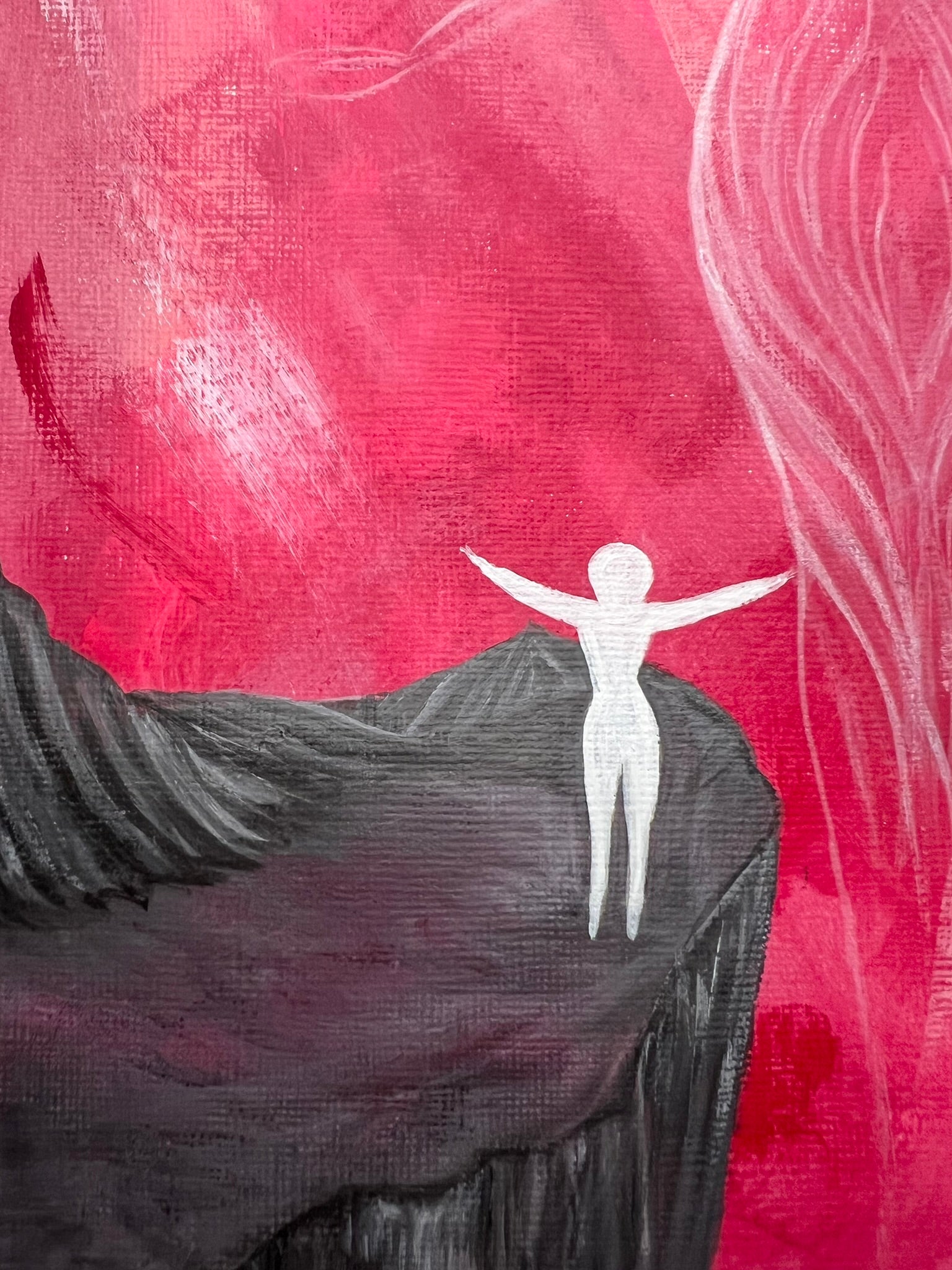 Arms outstretched, the light embodied soul reaches for the love and compassion of the divine feminine.